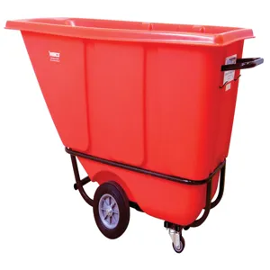 WESCO 272578 Standard Plastic Tilt Cart, 850 Lbs Capacity, 1/2 Cubic Yard, Red | AG7KCU 1/2S850R