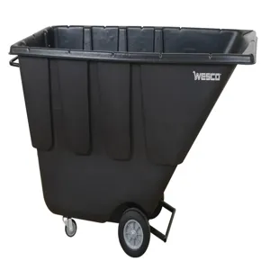 WESCO 272581 Utility Plastic Tilt Cart, 850 Lbs Capacity, 1 Cubic Yard, Black | AG7KCX 1U850B