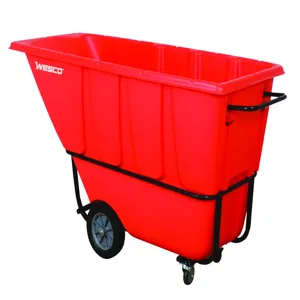 WESCO 272583 Standard Plastic Tilt Cart, 1250 Lbs Capacity, 1 Cubic Yard, Red | AG7KCZ 1S1250R