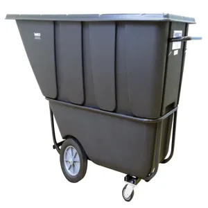 WESCO 272584 Heavy Duty Plastic Tilt Cart, 2100 Lbs Capacity, 1 Cubic Yard, Black | AG7KDA 1HD2100B