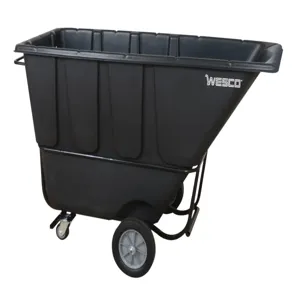 WESCO 272585 Fork Lift Plastic Tilt Cart, 1250 Lbs Capacity, 1 Cubic Yard, Black | AG7KDB 1FL1250B