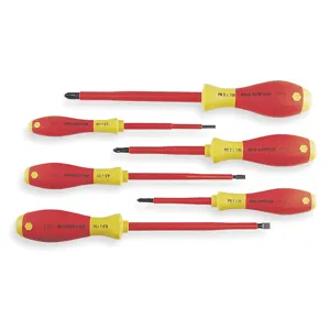 WIHA TOOLS 32092 Slotted & Phillips Insulated Screwdriver Set, 6 Pc | AE4NAG 5LW89