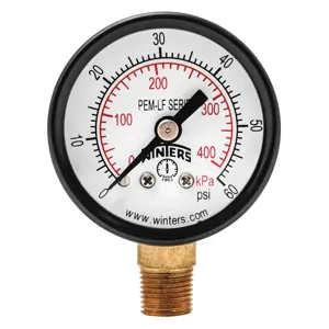 WINTERS INSTRUMENTS PEM1301LF Gauge Pressure 1-1/2 Inch 0 to 60 psi | AH7HFP 36TV53