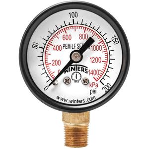 WINTERS INSTRUMENTS PEM1322LF Gauge Pressure 1-1/2 Inch 0 to 200 psi | AH7HFT 36TV56