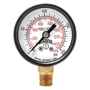 WINTERS INSTRUMENTS PEM1322LF Gauge Pressure 1-1/2 Inch 0 to 200 psi | AH7HFT 36TV56