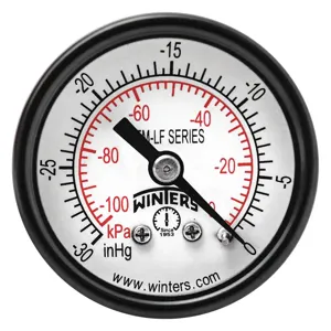 WINTERS INSTRUMENTS PEM1397LF Gauge Pressure 1-1/2 Inch 30 inch Hg Vac to 0 | AH7HFX 36TV60