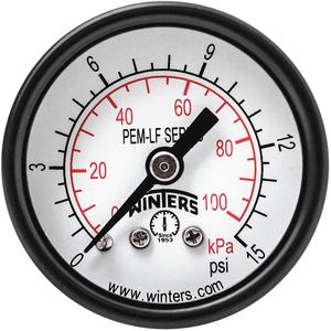 WINTERS INSTRUMENTS PEM1399LF Gauge Pressure 1-1/2 Inch 0 to 15 psi | AH7HFY 36TV61