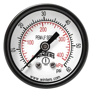 WINTERS INSTRUMENTS PEM1401LF Gauge Pressure 1-1/2 Inch 0 to 60 psi | AH7HGA 36TV63