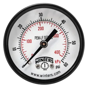 WINTERS INSTRUMENTS PEM1404LF Gauge Pressure 2 Inch 0 to 60 psi | AH7HGD 36TV66