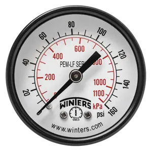 WINTERS INSTRUMENTS PEM1409LF Gauge Pressure 2 Inch 0 to 160 psi | AH7HGJ 36TV71