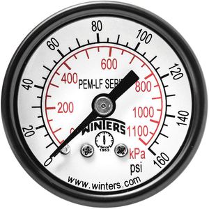 WINTERS INSTRUMENTS PEM1421LF Gauge Pressure 1-1/2 Inch 0 to 160 psi | AH7HGN 36TV75