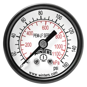 WINTERS INSTRUMENTS PEM1421LF Gauge Pressure 1-1/2 Inch 0 to 160 psi | AH7HGN 36TV75