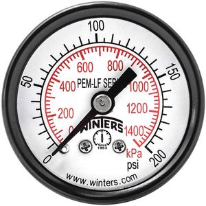 WINTERS INSTRUMENTS PEM1422LF Gauge Pressure 1-1/2 Inch 0 to 200 psi | AH7HGP 36TV76