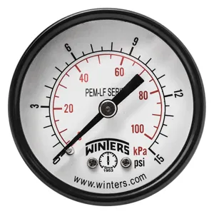 WINTERS INSTRUMENTS PEM1425LF Gauge Pressure 2 Inch 0 to 15 psi | AH7HGT 36TV79