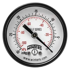 WINTERS INSTRUMENTS PEM1428LF Gauge Pressure 2 Inch 30 inch Hg Vac to 0 | AH7HGW 36TV82