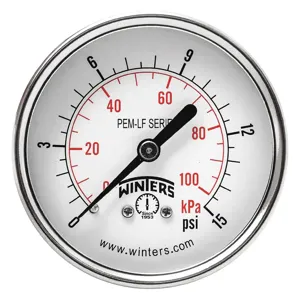 WINTERS INSTRUMENTS PEM1436LF Gauge Pressure 2-1/2 Inch 0 to 15 psi | AH7HGZ 36TV85