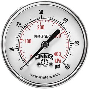 WINTERS INSTRUMENTS PEM1438LF Gauge Pressure 2-1/2 Inch 0 to 60 psi | AH7HHB 36TV87