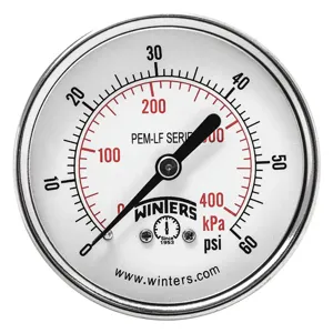 WINTERS INSTRUMENTS PEM1438LF Gauge Pressure 2-1/2 Inch 0 to 60 psi | AH7HHB 36TV87