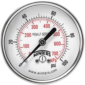 WINTERS INSTRUMENTS PEM1439LF Manometerdruck 2-1/2 Zoll 0 bis 100 psi | AH7HHC 36TV88