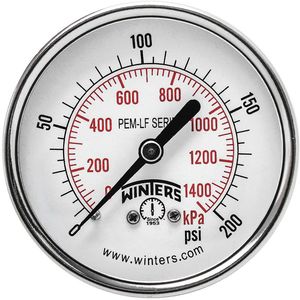 WINTERS INSTRUMENTS PEM1441LF Manometerdruck 2-1/2 Zoll 0 bis 200 psi | AH7HHE 36TV90
