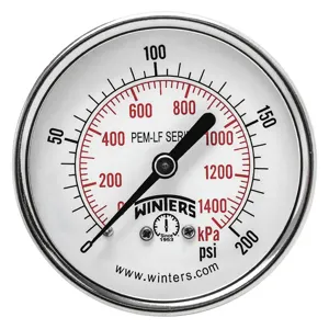 WINTERS INSTRUMENTS PEM1441LF Gauge Pressure 2-1/2 Inch 0 to 200 psi | AH7HHE 36TV90