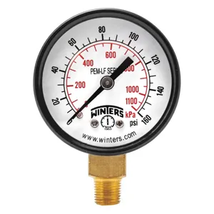 WINTERS INSTRUMENTS PEM197LF Gauge Pressure 2 Inch 0 to 160 psi | AH7HHJ 36TV94