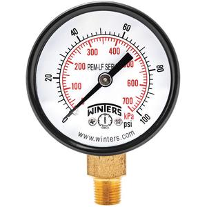 WINTERS INSTRUMENTS PEM208LF Manometerdruck 2 Zoll 0 bis 100 psi | AH7HHP 36TV99