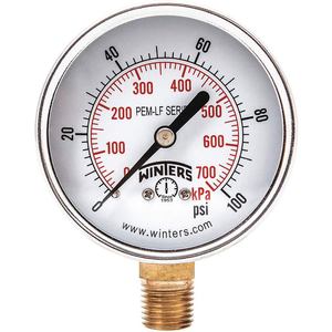 WINTERS INSTRUMENTS PEM218LF Manometerdruck 2-1/2 Zoll 0 bis 600 psi | AH7HHT 36TW03