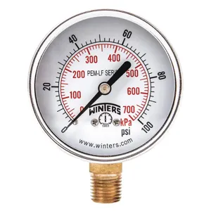 WINTERS INSTRUMENTS PEM216LF Gauge Pressure 0 to 200 psi 2-1/2 Inch | AG9HGQ 20JN31