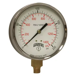 WINTERS INSTRUMENTS PEM222LF Gauge Pressure 0 to 60 psi 4 inch | AG9HGV 20JN35