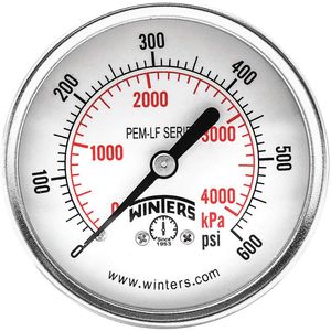 WINTERS INSTRUMENTS PEM3413LF Manometerdruck 2-1/2 Zoll 0 bis 600 psi | AH7HHW 36TW06