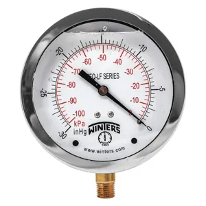 WINTERS INSTRUMENTS PFQ700LF Gauge Pressure 4 inch 30 inch Hg Vac to 0 | AH7HHX 36TW07