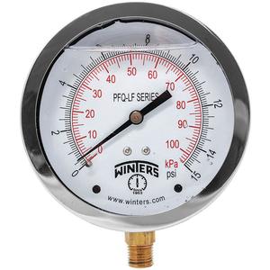 WINTERS INSTRUMENTS PFQ708LF Gauge Pressure 4 inch 0 to 15 psi | AH7HHY 36TW08
