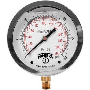 WINTERS INSTRUMENTS PFQ709LF Manometerdruck 4 Zoll 0 bis 30 psi | AH7HHZ 36TW09