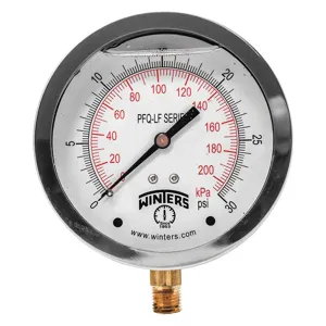 WINTERS INSTRUMENTS PFQ709LF Gauge Pressure 4 inch 0 to 30 psi | AH7HHZ 36TW09