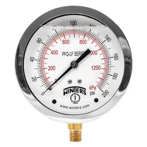 WINTERS INSTRUMENTS PFQ713LF Gauge Pressure 4 inch 0 to 200 psi | AH7HJD 36TW13