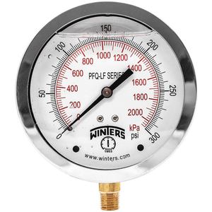 WINTERS INSTRUMENTS PFQ714LF Manometerdruck 4 Zoll 0 bis 300 psi | AH7HJE 36TW14