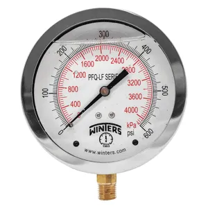 WINTERS INSTRUMENTS PFQ716LF Gauge Pressure 4 inch 0 to 600 psi | AH7HJG 36TW16