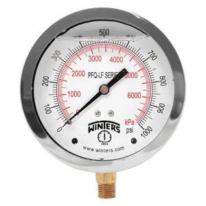 WINTERS INSTRUMENTS PFQ724LF Gauge Pressure 4 inch 0 to 1000 psi | AH7HJH 36TW17