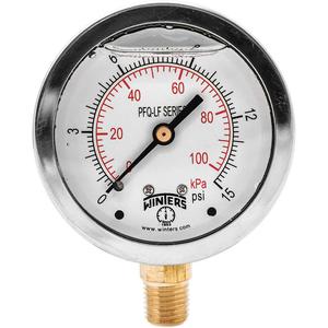 WINTERS INSTRUMENTS PFQ800LF Manometerdruck 2-1/2 Zoll 0 bis 15 psi | AH7HJJ 36TW18