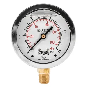 WINTERS INSTRUMENTS PFQ800LF Gauge Pressure 2-1/2 Inch 0 to 15 psi | AH7HJJ 36TW18