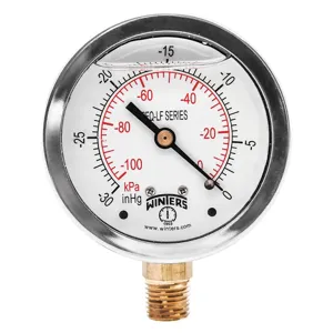 WINTERS INSTRUMENTS PFQ801LF Gauge Pressure 2-1/2 Inch 30 inch Hg Vac to 0 | AH7HJK 36TW19