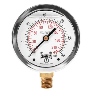 WINTERS INSTRUMENTS PFQ802LF Gauge Pressure 2-1/2 Inch 0 to 30 psi | AH7HJL 36TW20