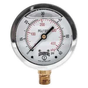 WINTERS INSTRUMENTS PFQ803LF Gauge Pressure 0 to 60 psi 2-1/2 Inch | AG9HHE 20JN44