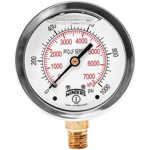 WINTERS INSTRUMENTS PFQ809LF Manometerdruck 2-1/2 Zoll 0 bis 1000 psi | AH7HJN 36TW22