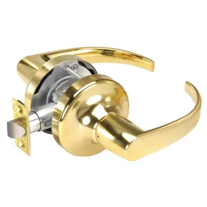 YALE PB4701LN x 605 Door Lever Lockset Curved Bright Brass | AE6XEJ 5VRR0