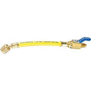 YELLOW JACKET 25002 Charging Hose, 9 Inch Length, 1/4 Inch FlexFlow Adapter, Yellow | AF8NWL 29AU32