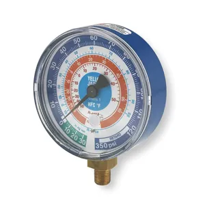 YELLOW JACKET 49138 Pressure Gauge, Blue, 3-1/8 Inch Size | AC2XRF 2NXE2