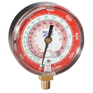 YELLOW JACKET 49141 Pressure Gauge, High Side, 3-1/8 Inch Size, 800 PSI | AA4EQV 12H944