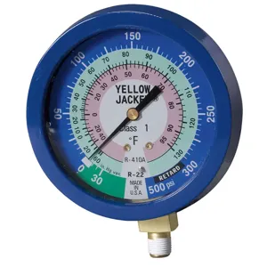 YELLOW JACKET 49516 Gauge, 3-1/2 Inch Size, Low Side, Liquid Filled | AA2JRY 10M810